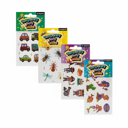 Temporary Body Tattoo Sticker Mini Sheets with Assorted Designs (10 Pieces)