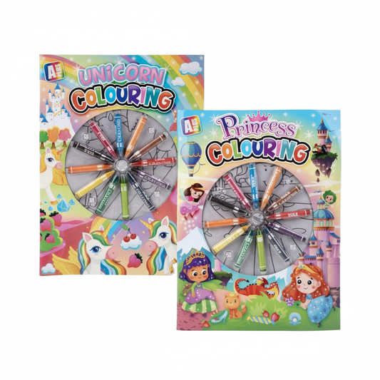 Colouring Book Girl with Wax Crayons - Assorted