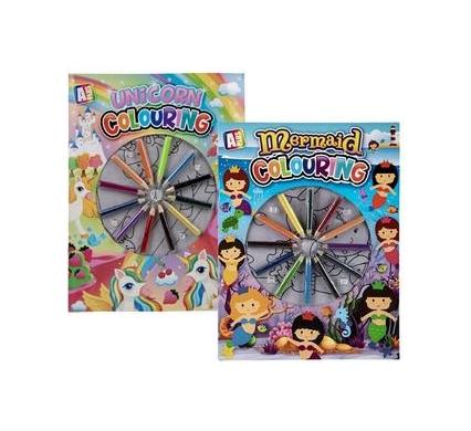 Book Colouring Girl with Pencils - Assorted