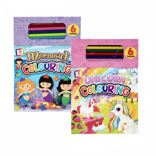 Book Colouring Pad for Girls - Includes Assorted Pencils