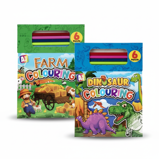 Book Colouring Pad for Boys - Includes Pencils - Assorted