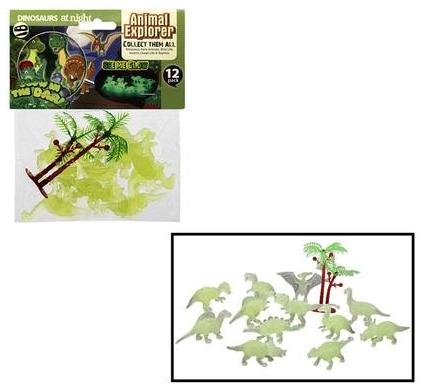 Animals Dinosaur Figures - 12 Pieces - Glow in the Dark - 5-6 cm Each
