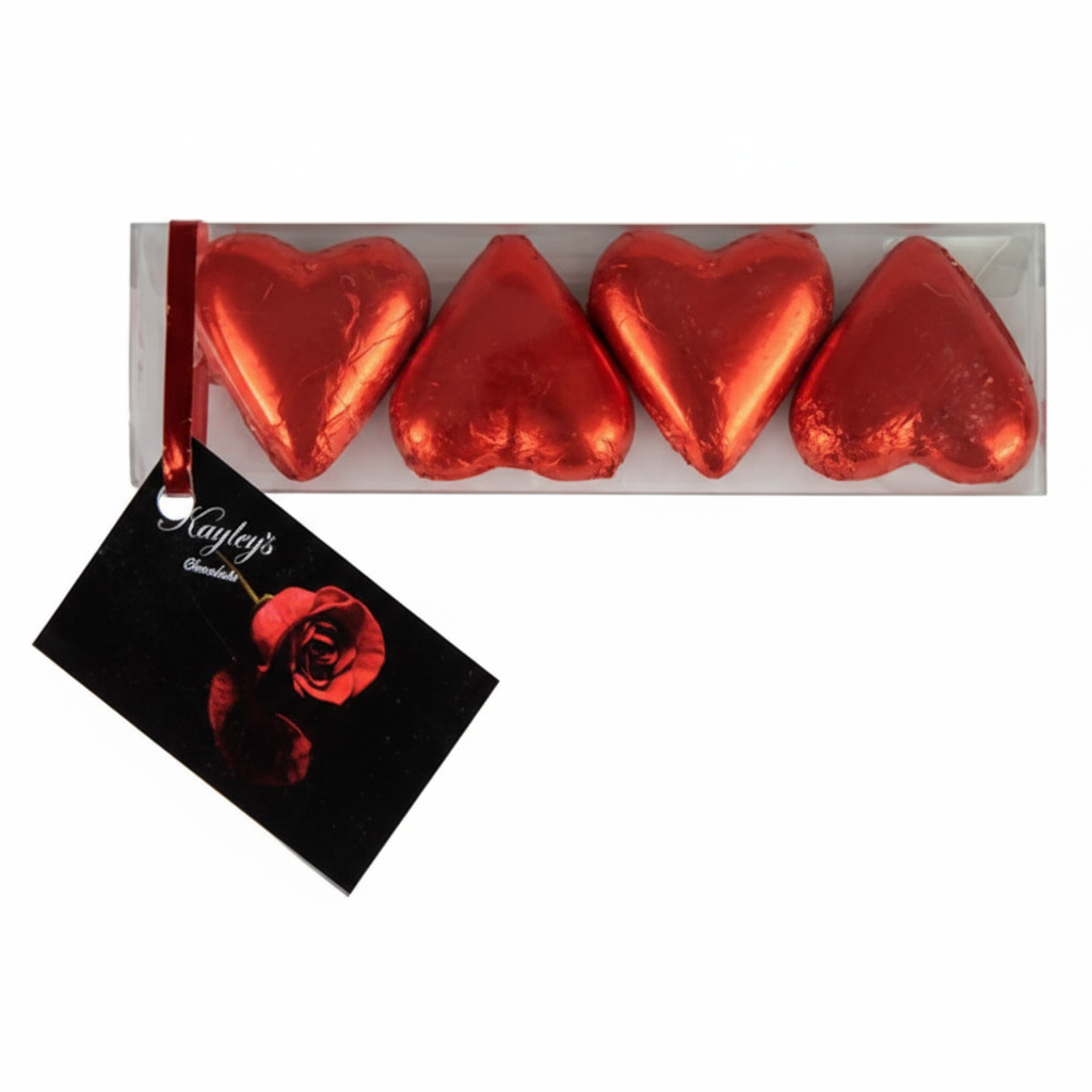Chocolate Foiled Hearts 4pc