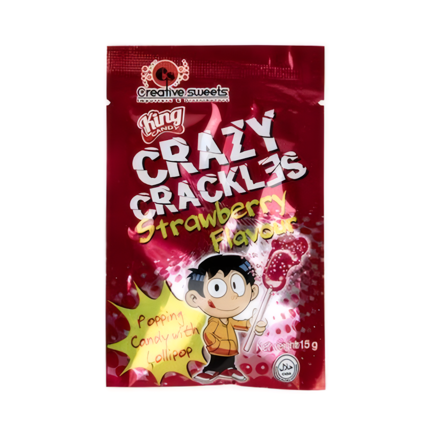 Sweet Strawberry Crazy Crackles Candy - Bulk Pack of 36 - 15 g Each