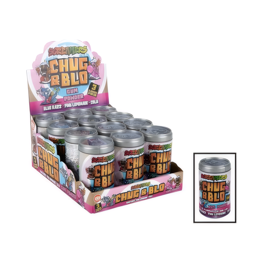 Sweet Gum Screamers with Chug and Blow - Bulk Pack of 12 (55 g Each) - Various Colours