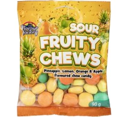 Sweet Chews Flavour Factory Soft Sour Fruit Candy - 90g
