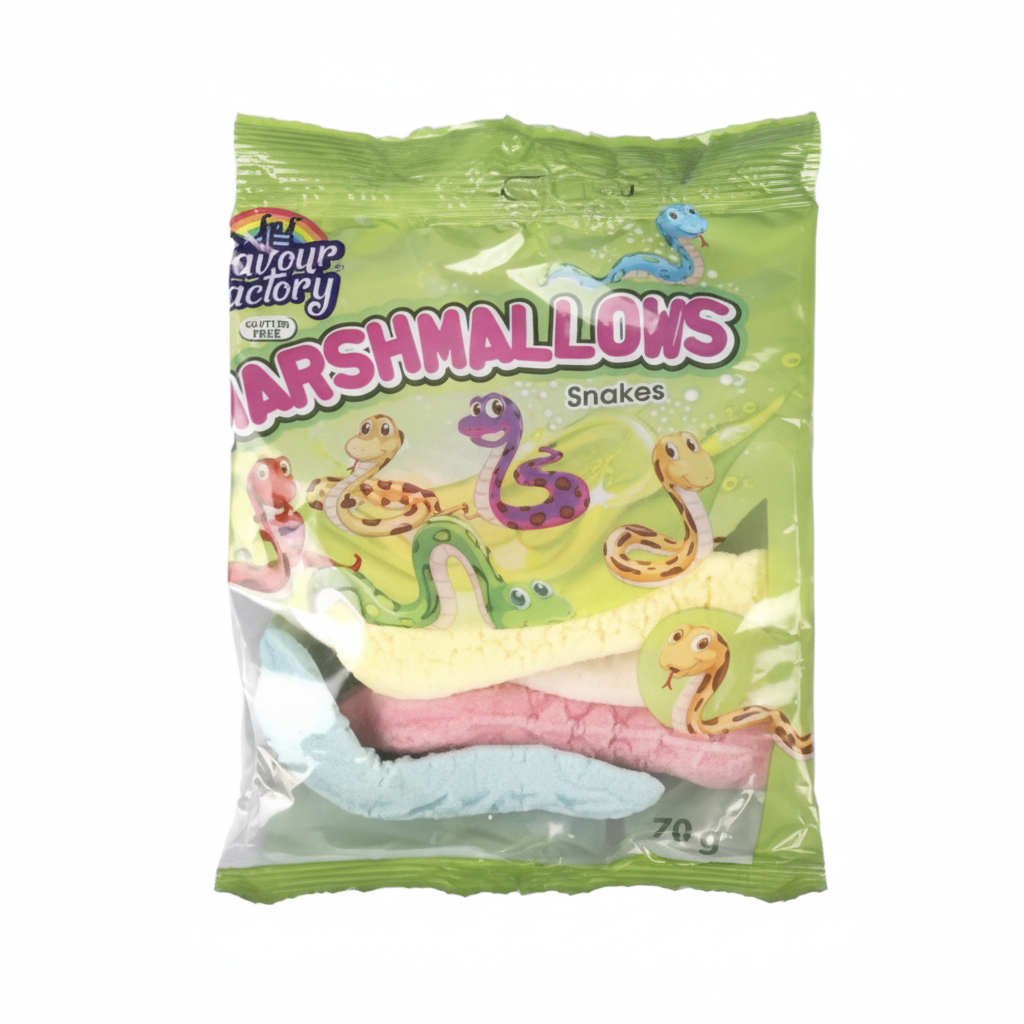 Sweet Fruit Flavour Mallow Snakes (70 g) - 18 Pack