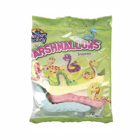 Sweet Fruit Flavour Mallow Snakes (70 g) - 18 Pack