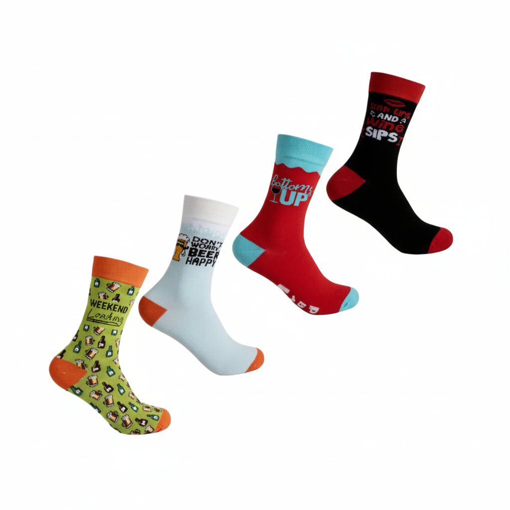 Socks for Men with Assorted Colourful Wine Designs