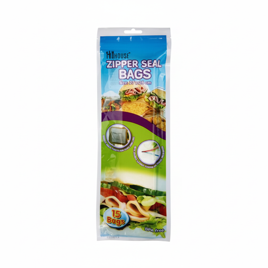 Zipper Seal Storage and Freezer Bags - 27 x 28 cm - 15 Pack