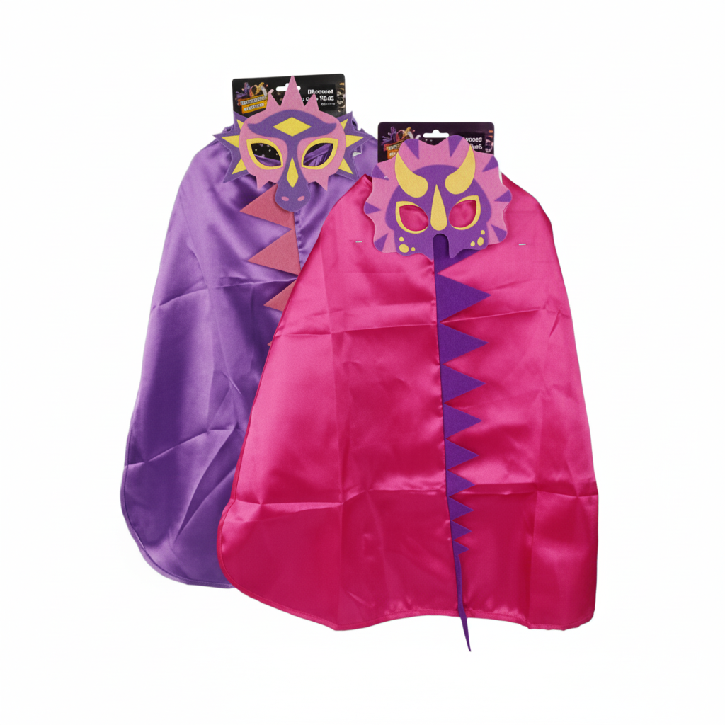 Girl's Dinosaur Dress Up Cape and Mask in Various Colours