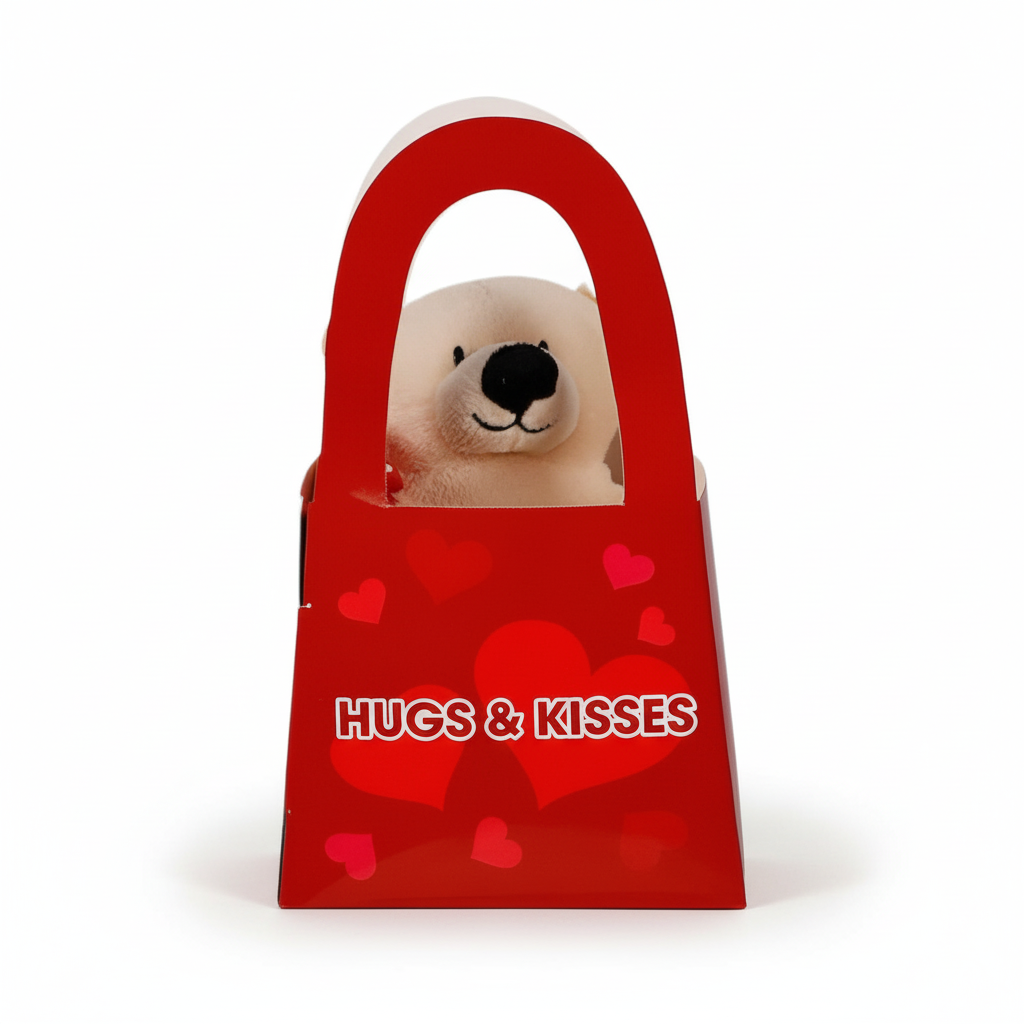 Plush Bear in Gift Bag with Assorted Designs - Love (9 cm)