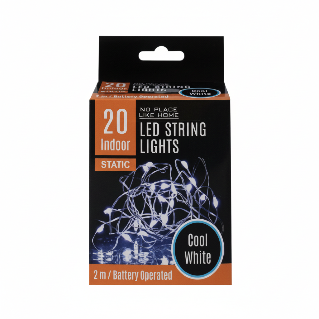 Cool White Indoor String Light with 20 Bulbs (Battery Operated)