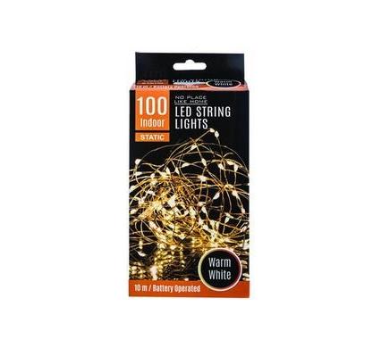 Light Fairy LED String Lights - 100 Lights - Indoor Use - Warm White - 10 m - Powered by 3 AA Batteries