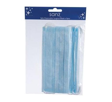 Face Mask Three Layer Disposable - Pack of 5