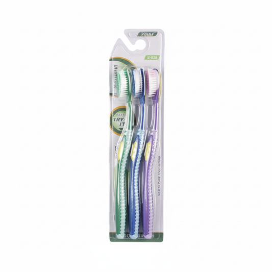 Medium Toothbrush - 3 Pack - Assorted Colours