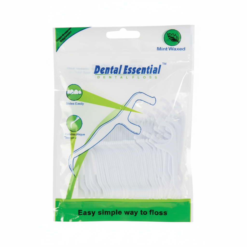 Waxed Dental Floss Picks with Mint Flavour (Pack of 50)