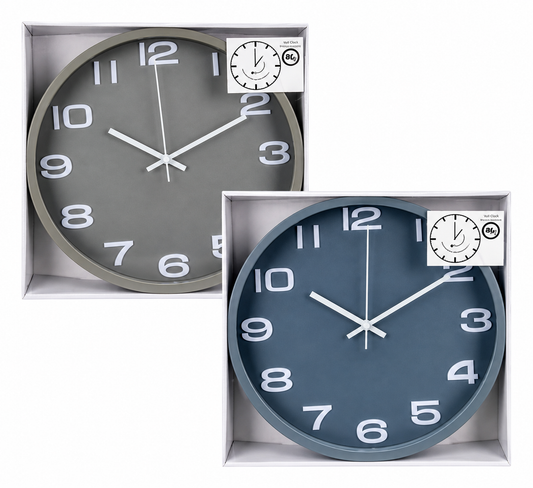 Round Wall Clock . Silent Movement. Glass Front - 30cm Bulk Supply.