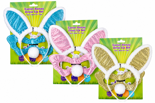Easter Bunny Ears, Mask and Snout Set - 2-Piece - Various Colours