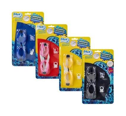 Swimming Cap and Goggle Set - Includes Ear Plugs and Nose Clip - Assorted