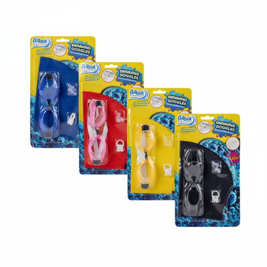 Swimming Cap and Goggle Set - Includes Ear Plugs and Nose Clip - Assorted