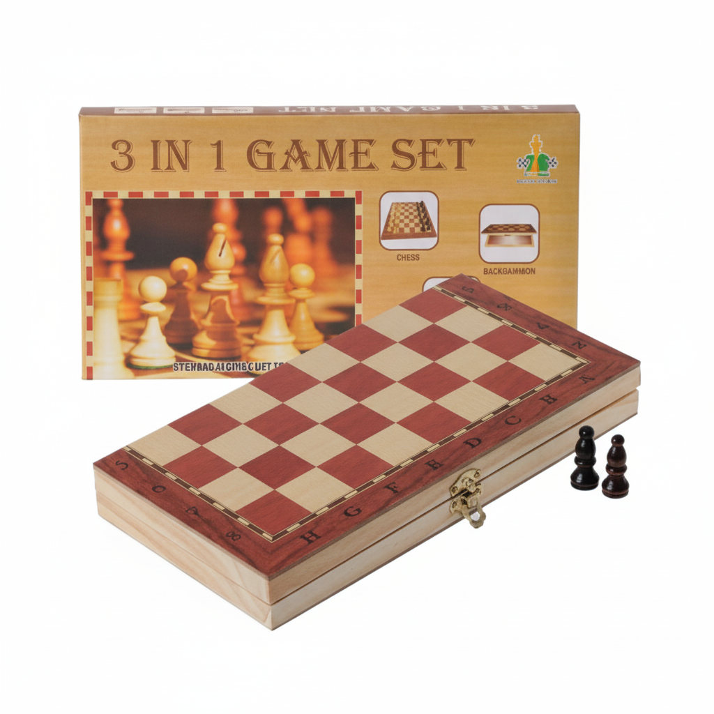 3 in 1 Game Set - Chess, Checkers, and Backgammon