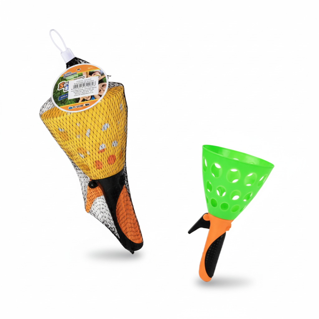 Catch Ball Set with Catcher and Two Balls - Various Colours