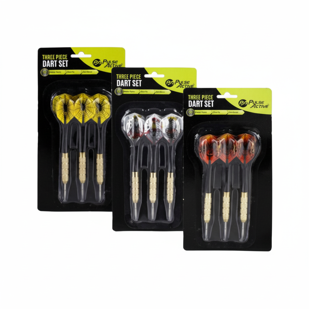 Metal and Plastic Darts, Set of 3, in Various Colours (14.5 cm)