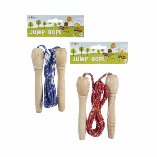 Kids Skipping Rope with Wooden Handles - 224 cm - Various Colors