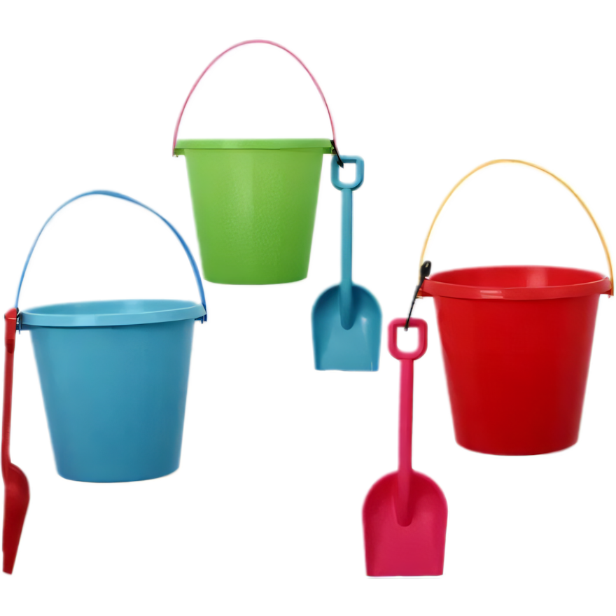 Plastic Beach Bucket and Spade in Assorted Colours (16 x 16 cm)