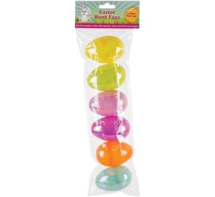 Easter Hunt Eggs - Plastic Fillable - 6 Pieces - 8x5cm