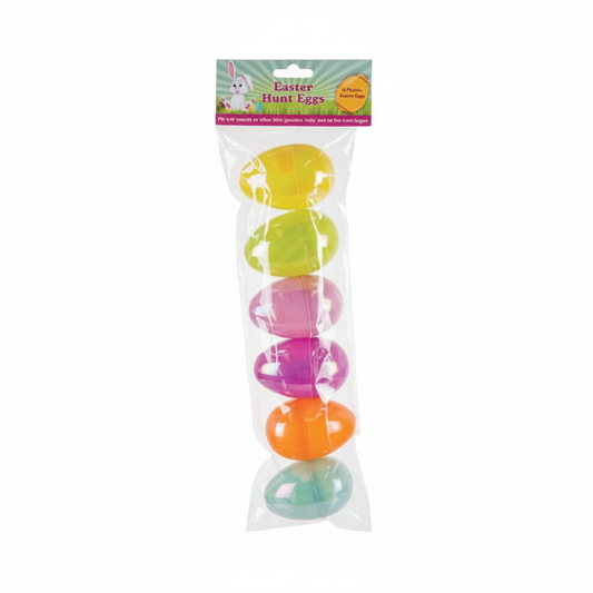 Easter Hunt Eggs - Plastic Fillable - 6 Pieces - 8x5cm
