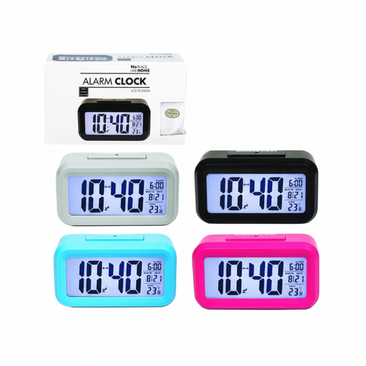 Digital Quartz Alarm Clock - 8 x 13 cm - 5 Functions - Assorted