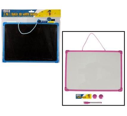 Pink 2-in-1 Educational Whiteboard and Chalkboard - 35x25cm