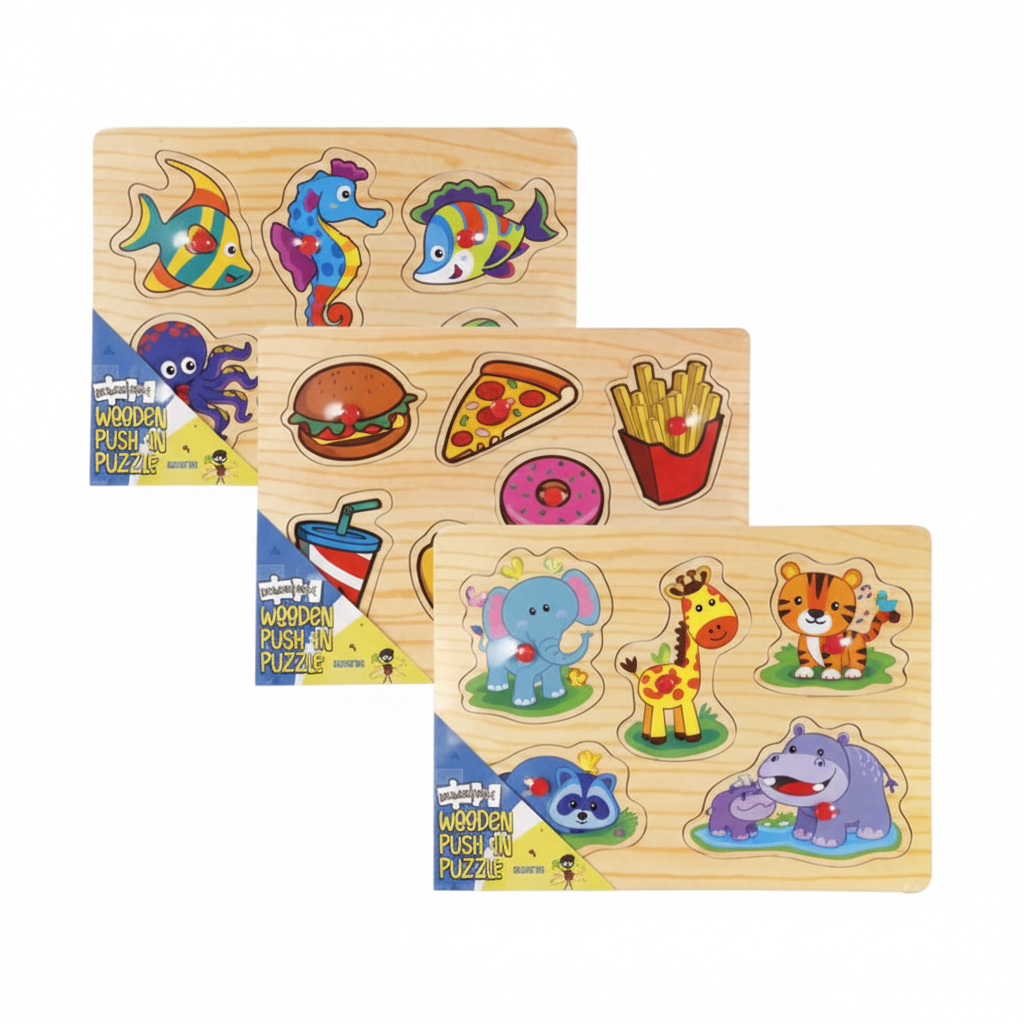 Wooden Push-In Board for Learning the Farm - Assorted