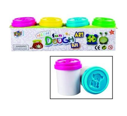 Neon Play Dough with Moulds - 4 x 60 g Tubs