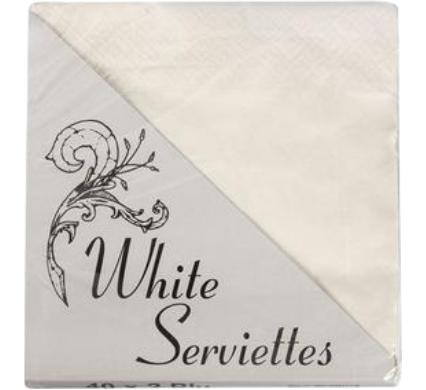 Serviettes - Plain White - 33 cm - Pack of 40 - 2-Ply