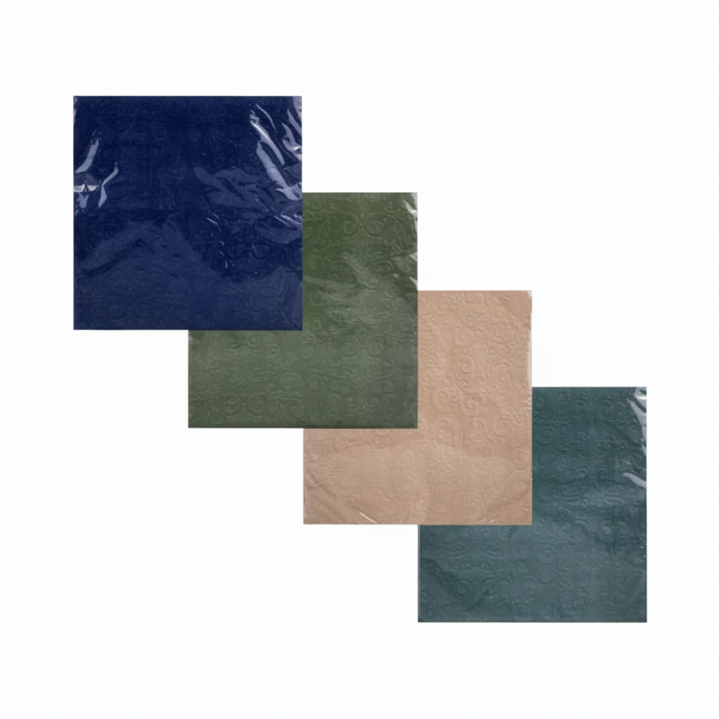 2-Ply Embossed Assorted Serviettes (33 cm, Pack of 20)