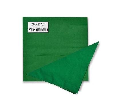 Serviettes 2 Ply - 33 cm - 20 Pieces - Plain Green
