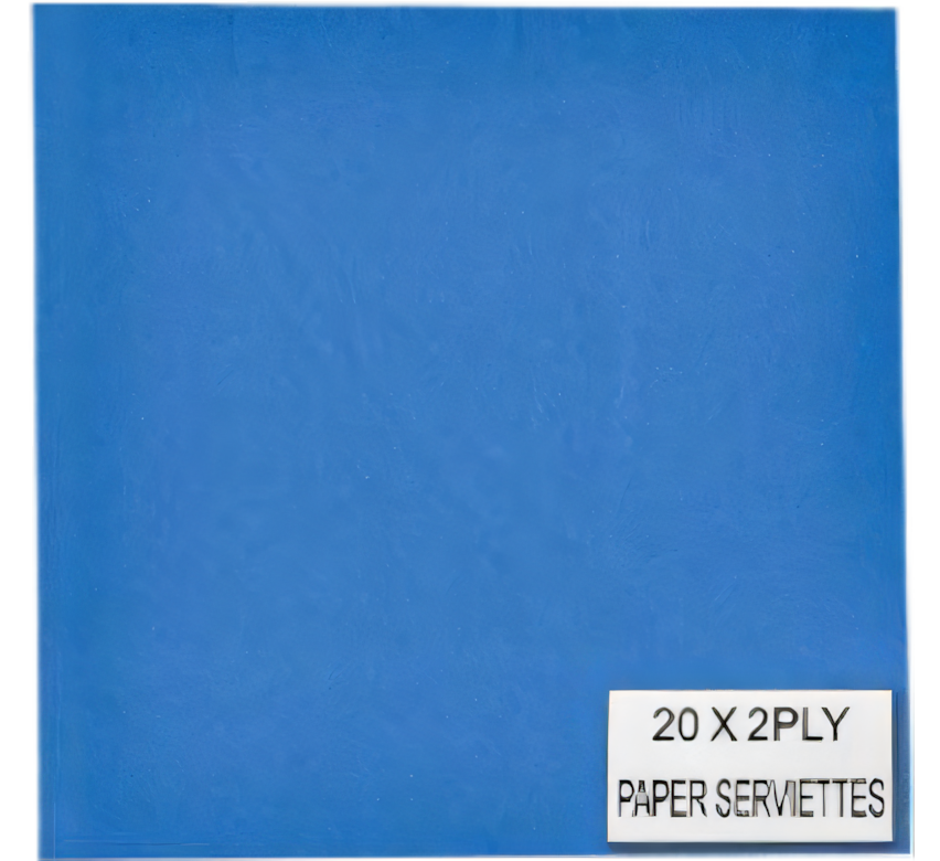 2-Ply Blue Serviettes, Pack of 20 (33 cm)