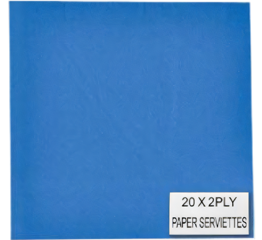2-Ply Blue Serviettes, Pack of 20 (33 cm)