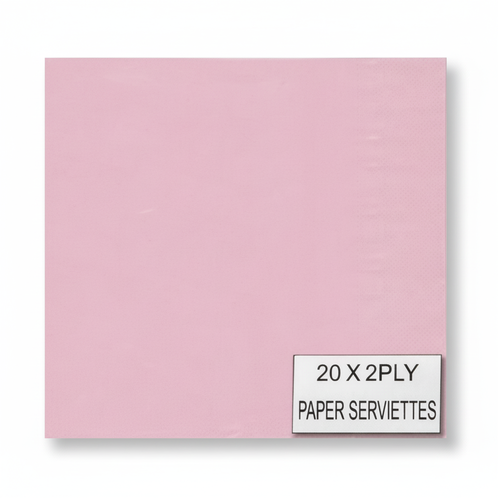 Pink 2-Ply Serviettes, Pack of 20 (33 cm)