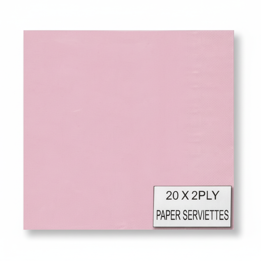 Pink 2-Ply Serviettes, Pack of 20 (33 cm)