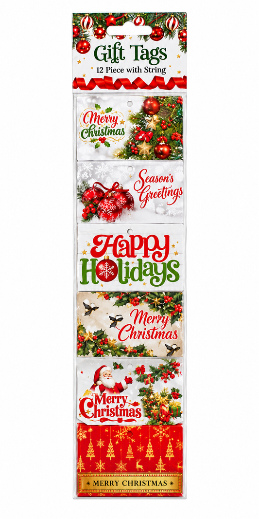 Tie On Christmas Tags - Pack of 12