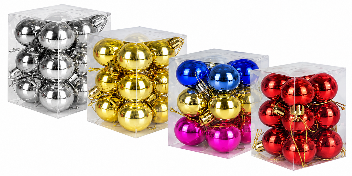 12-Piece Christmas Tree Decoration Balls (3 cm) - Various Colours