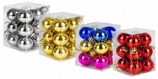 12-Piece Christmas Tree Decoration Balls (3 cm) - Various Colours