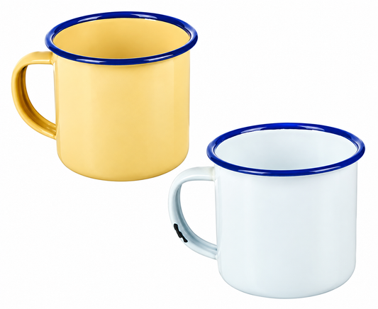 Small Enamel Mug in Plain Colours, Bulk Pack of 12 (6 cm)
