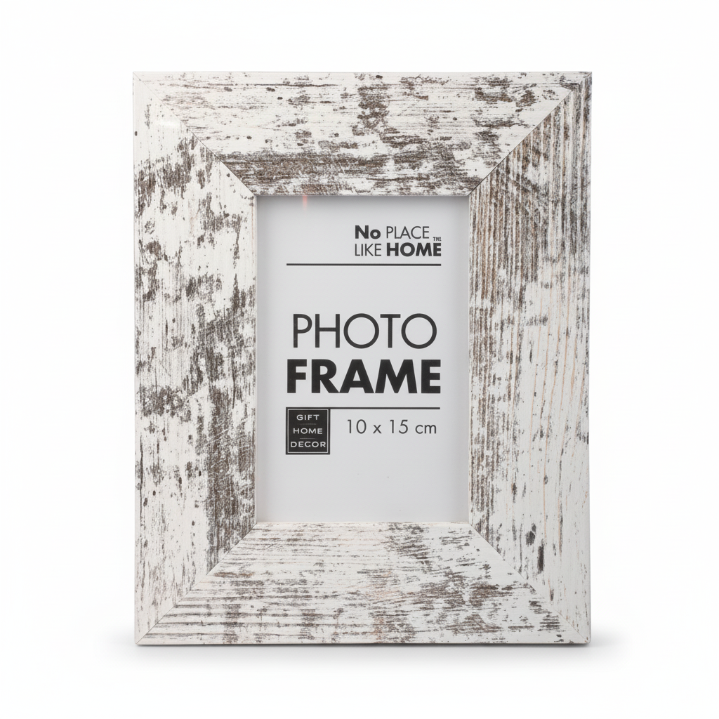 Distressed White Wooden Picture Frame for 10 x 15 cm Photo