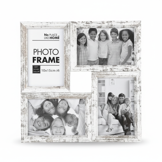 Plastic Distressed Collage Picture Frame for 4 Photographs (29x29 cm)