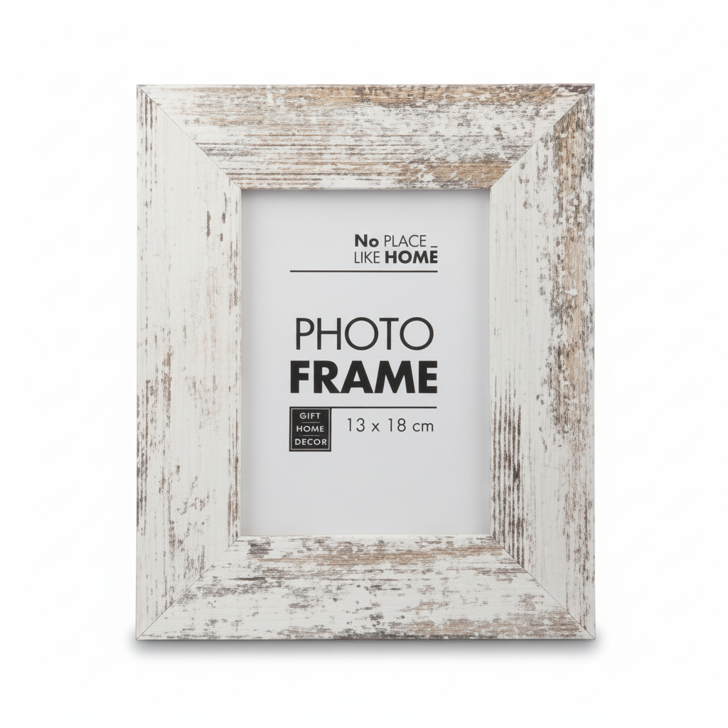 Medium Density Fibreboard White Picture Frame with Distressed Finish (13 x 18 cm)
